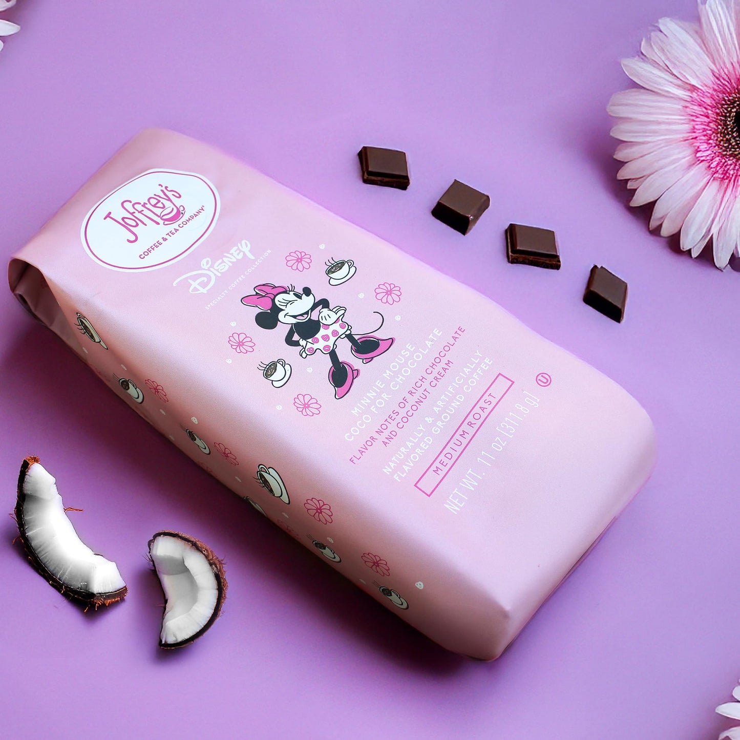 Joffrey’s Coffee - Disney Minnie Mouse Coco for Chocolate | Rich Chocolate and Coconut Cream (Ground, 11oz)