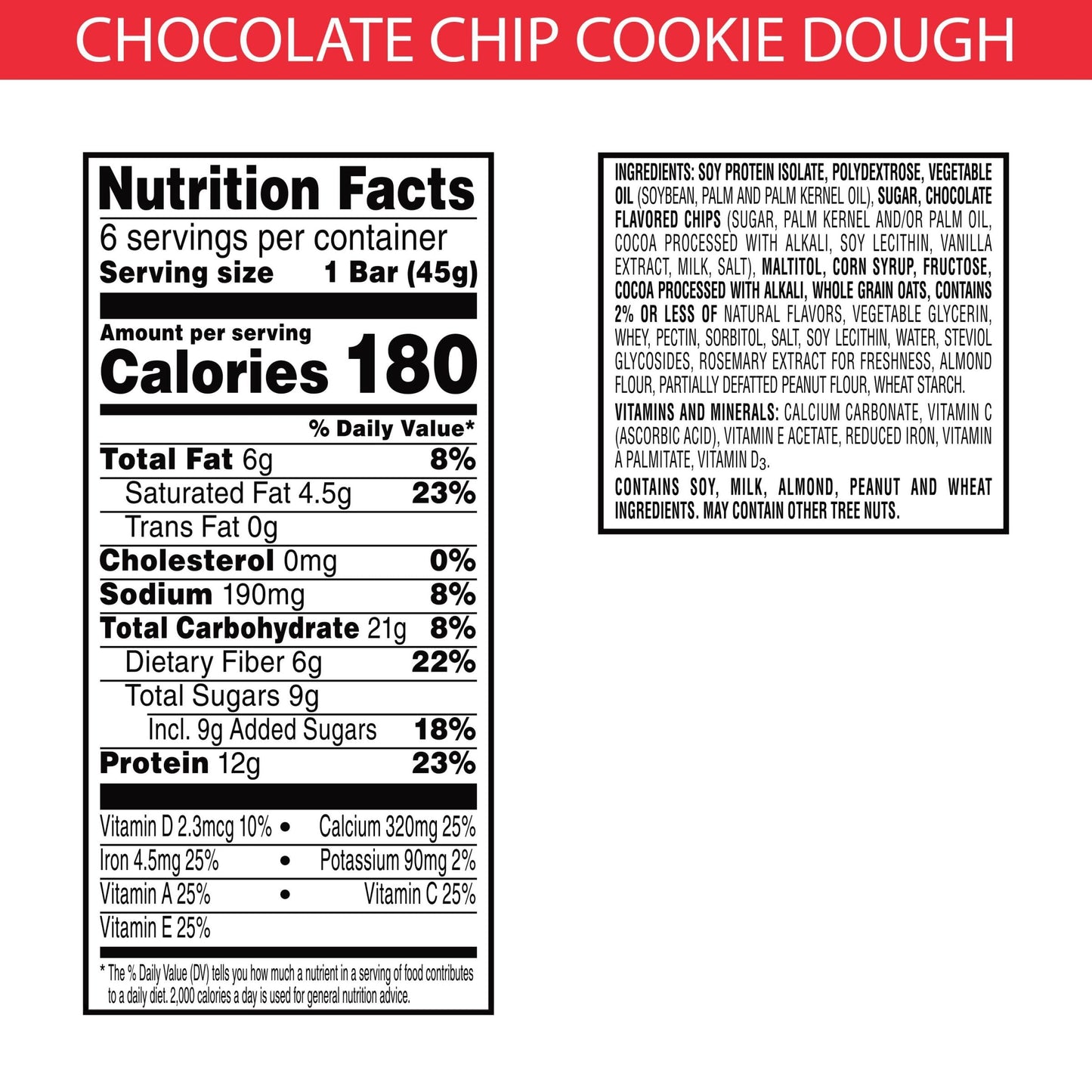 Special K Bar Protein Meal Bars, Meal Replacement, Protein Snacks, Chocolatey Chip Cookie Dough, 9.5oz Box (6 Count)