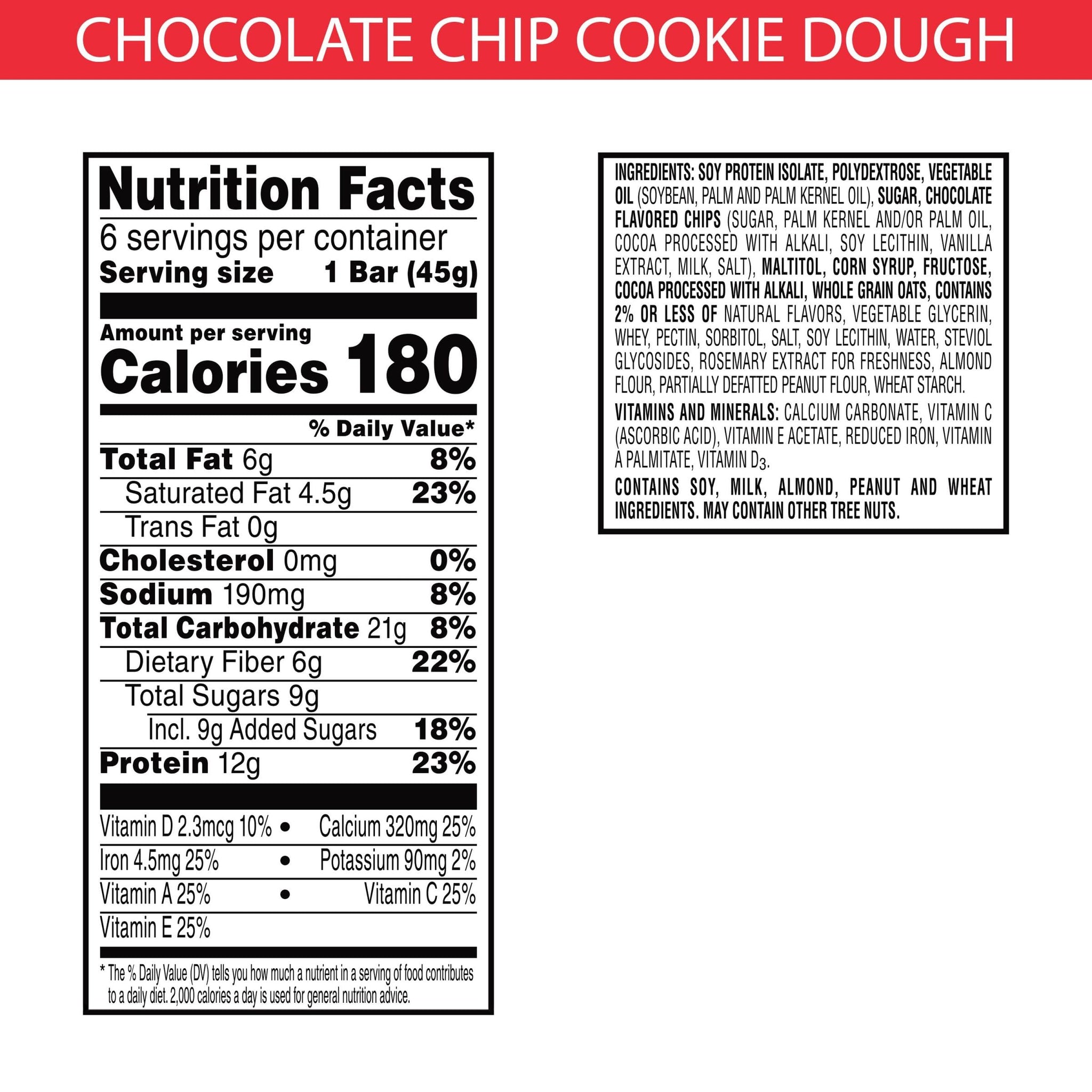 Special K Bar Protein Meal Bars, Meal Replacement, Protein Snacks, Chocolatey Chip Cookie Dough, 9.5oz Box (6 Count)