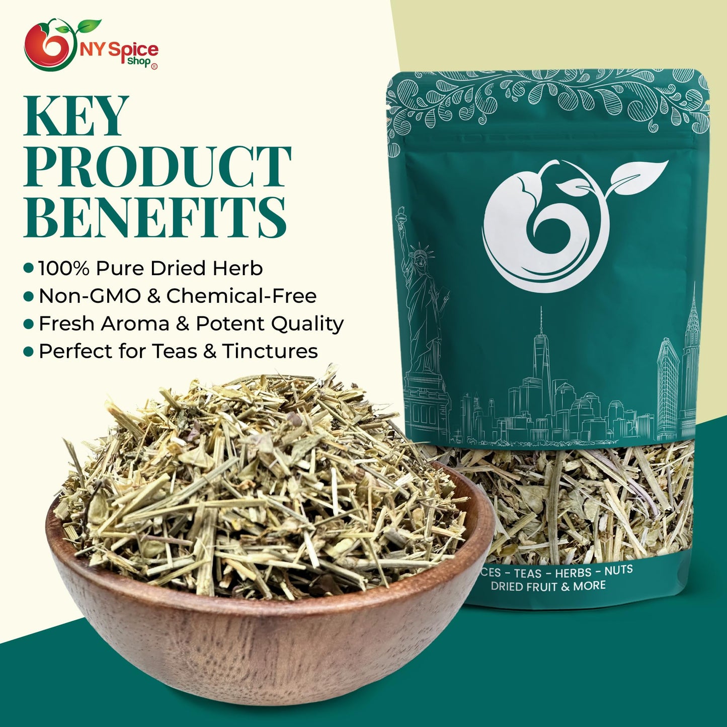 NY Spice Shop Shepherd’s Purse Herb - Cut and Sifted Herbs - Capsella Bursa-Pastoris for Loose Leaf Herbal Tea - Bulk Dried Wildcrafted Herbs