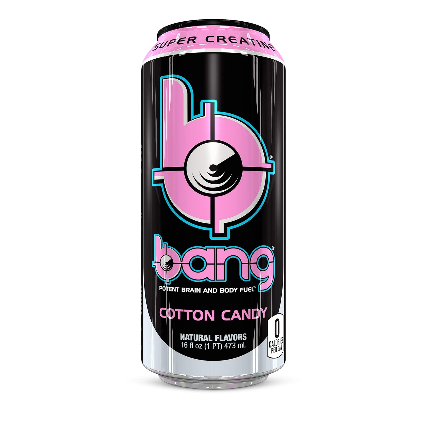 Bang Cotton Candy Energy Drink, 0 Calories, Sugar Free with Super Creatine, 16oz, 4 Count