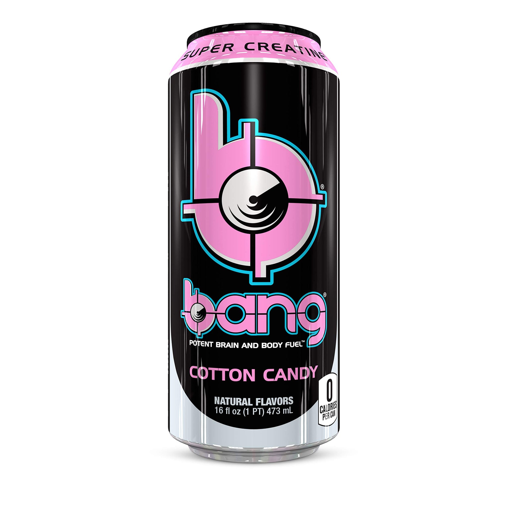 Bang Cotton Candy Energy Drink, 0 Calories, Sugar Free with Super Creatine, 16oz, 4 Count