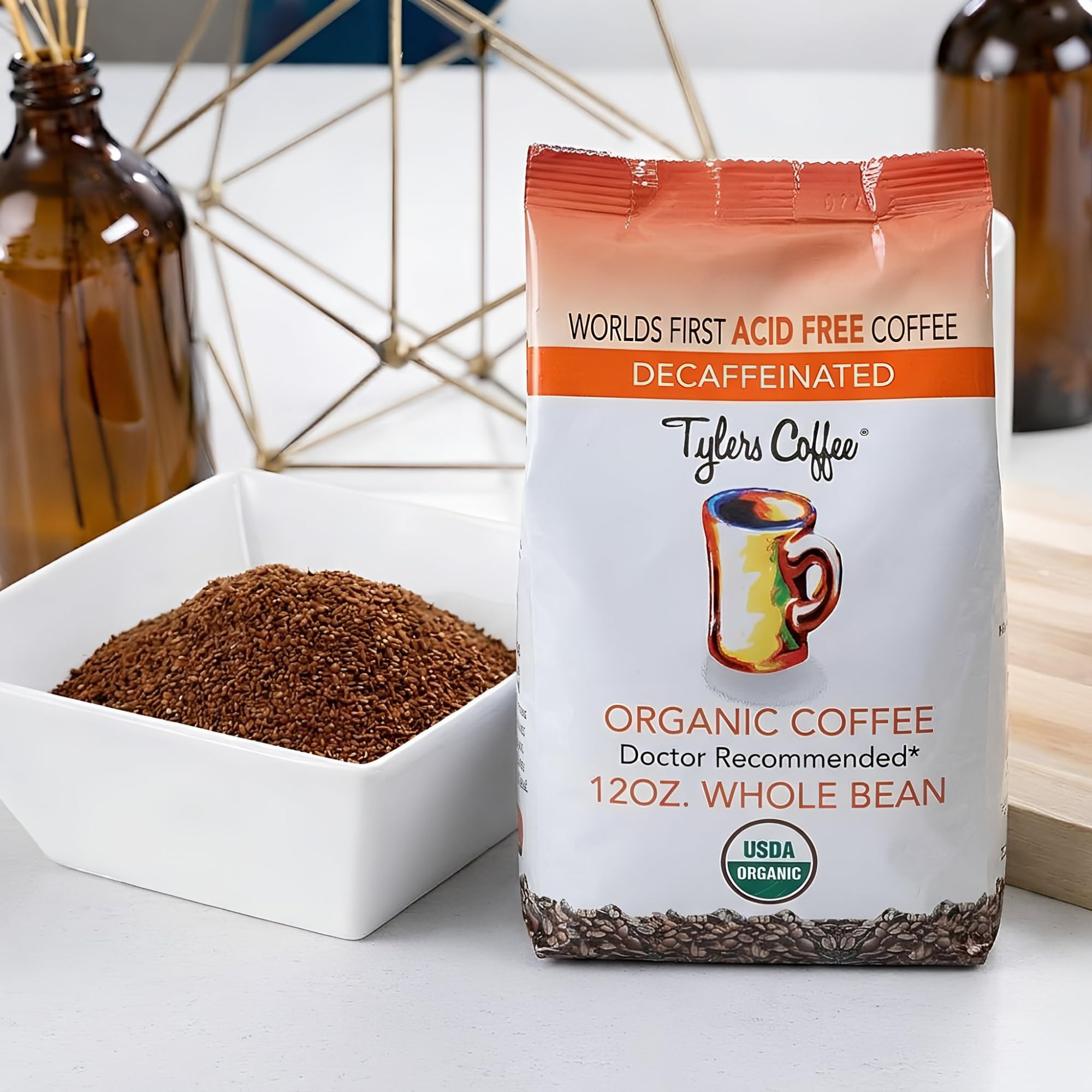Tylers Coffee - 100% Arabica Whole Beans Full Flavor Decaf 12 oz