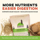Sunrise Flour Mill Organic Fine Rye Flour | 2 LB | Rye Flour Organic | Whole Grain Bread Flour for Sourdough | No Artificial Ingredients |