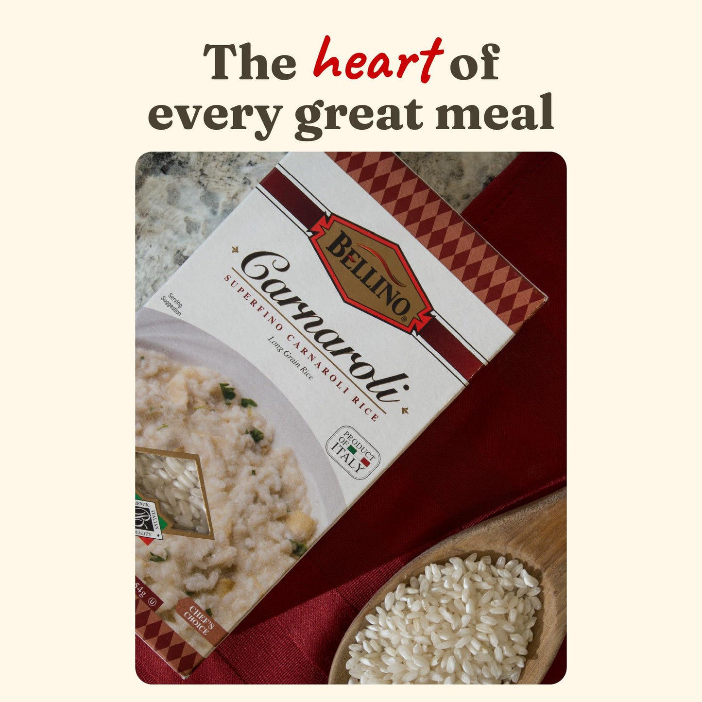 Bellino Carnaroli Superfino Long Grain White Rice, 16oz (Pack of 12) Creamy Italian Carnaroli Rice for Risotto, Paella, Arancini, Salad, Pudding - Non-GMO, Gluten-Free - Vacuum Sealed - Stays Al Dente