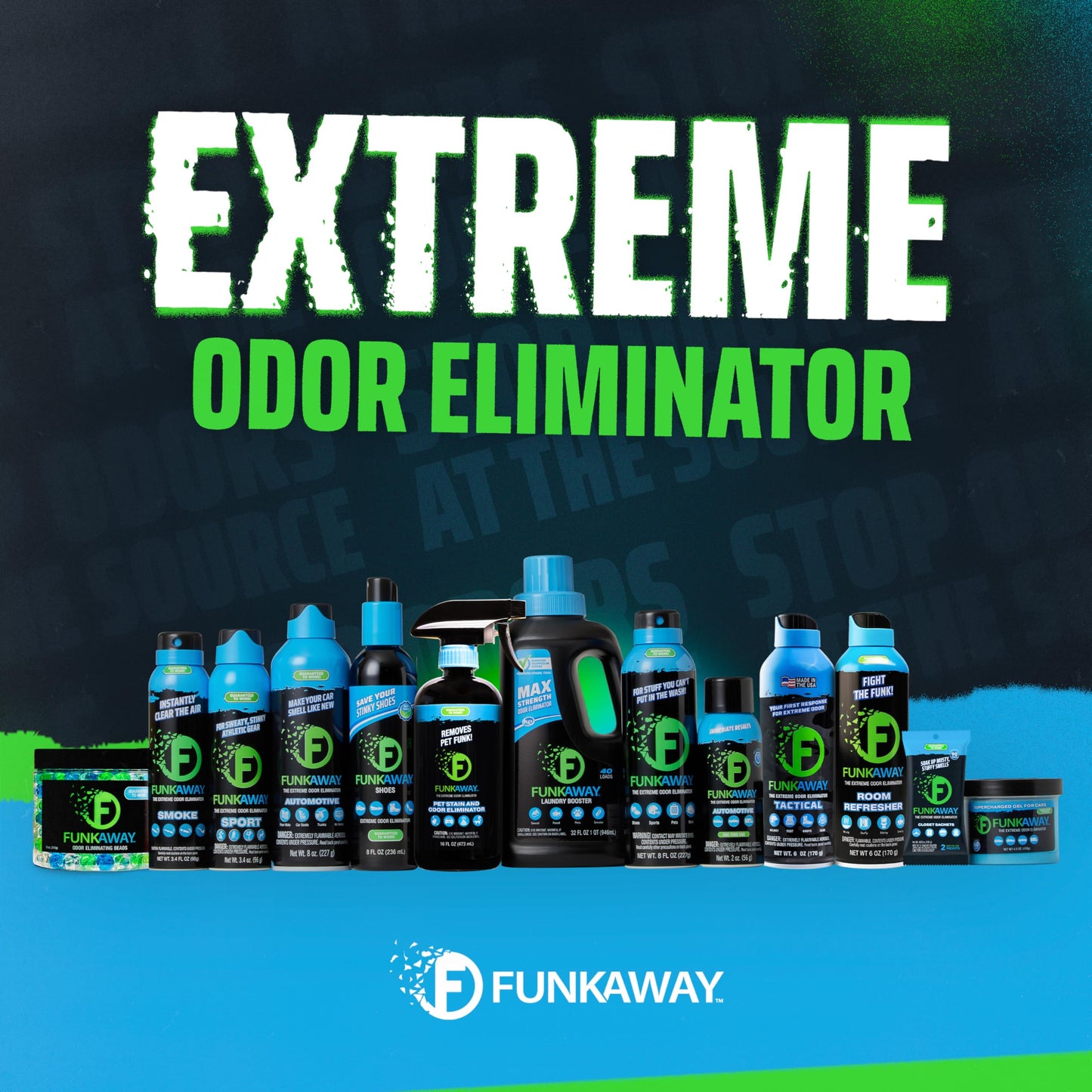 FunkAway Extreme Military Grade Odor Eliminating AeroSpray, 6 oz., Odor Eliminating Spray Designed for First Responders, Removes Sweaty, Musty, Smoke
