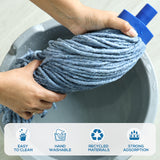 Kleen Handler Wet Mop Replacement Head - Heavy Duty Cotton Blend, Screw-On Mop Refills with Plastic Socket, Fits Standard Threaded Handles, Commercial