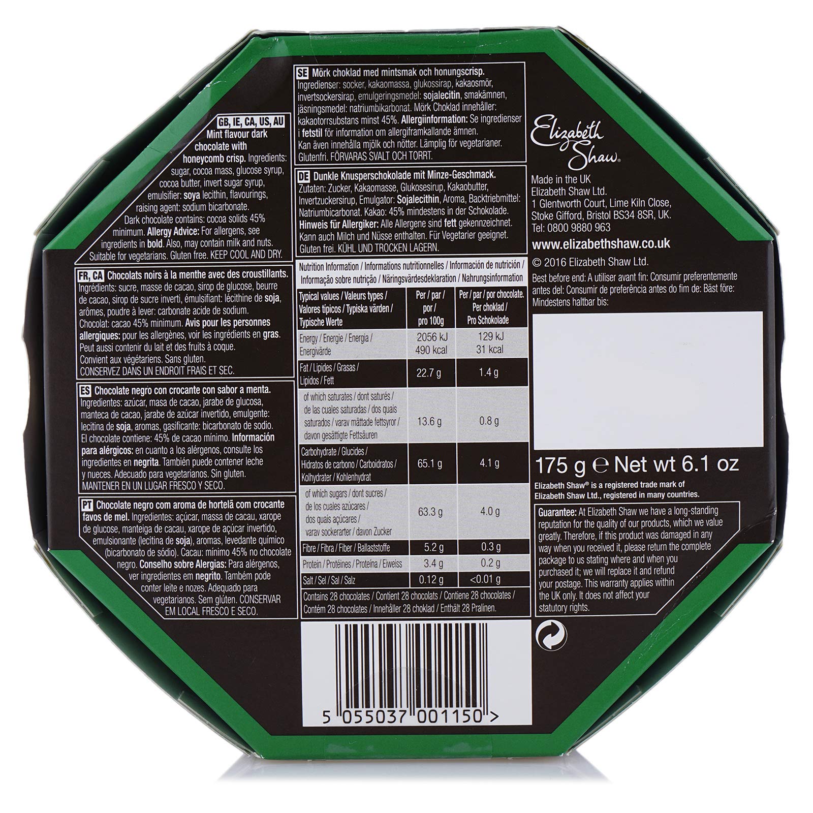 Elizabeth Shaw Dark Mint Crisp Chocolates 175g