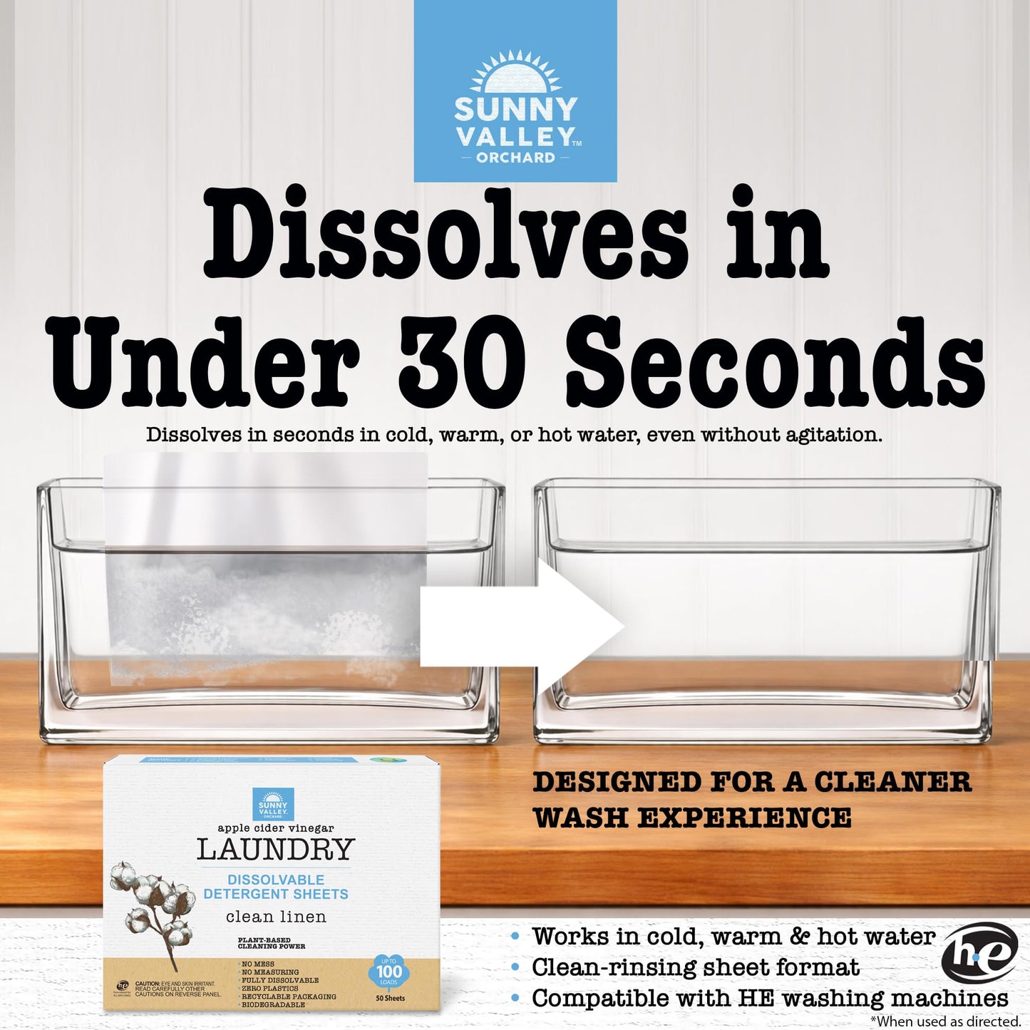 Sunny Valley Orchard Biodegradable Laundry Detergent Sheets - Clean Linen