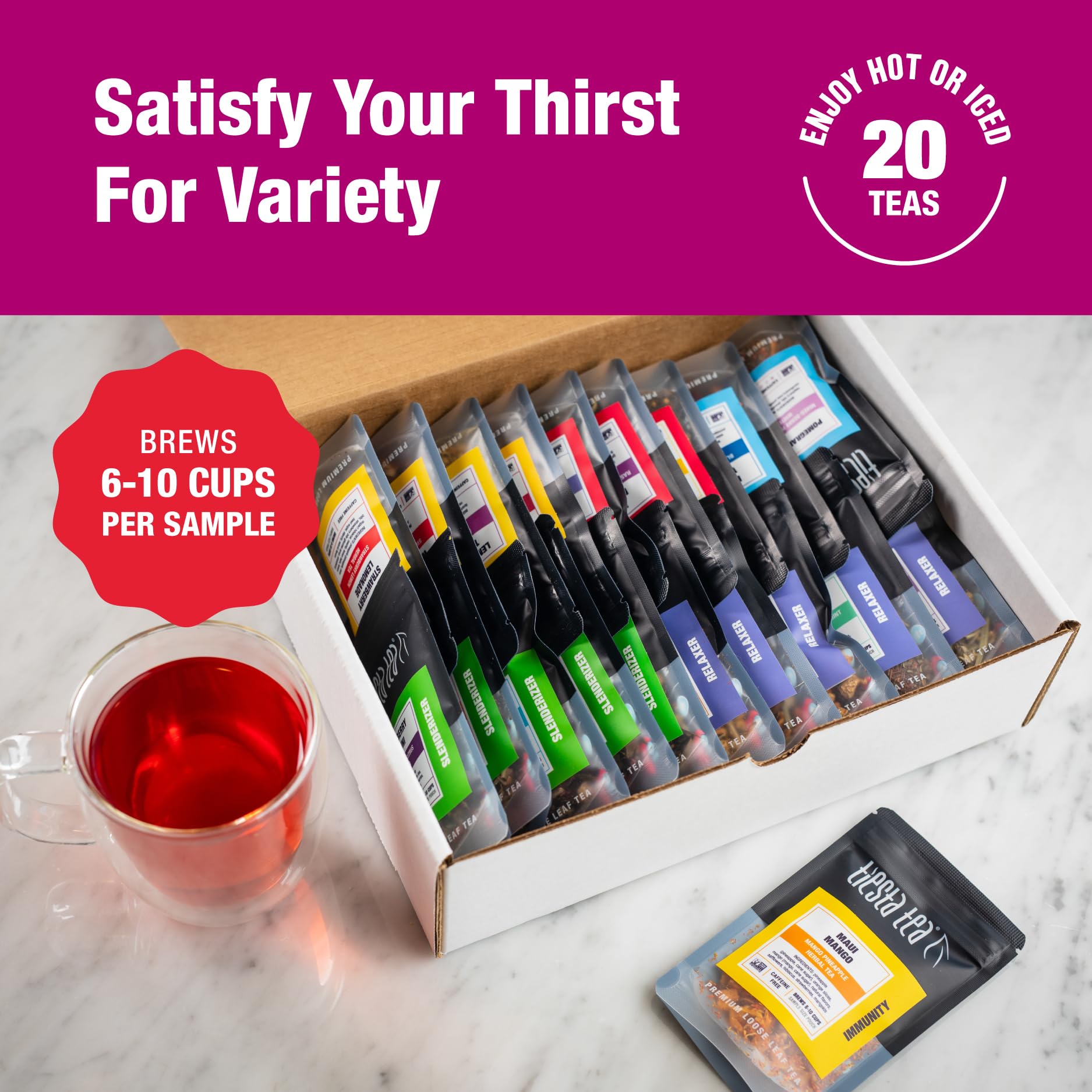 Tiesta Tea - Discovery Sampler Dry Flight Set, Loose Leaf, High to No Caffeine, Hot & Iced Up to 200 Cups, Tea Variety Pack with Green, Herbal, Black