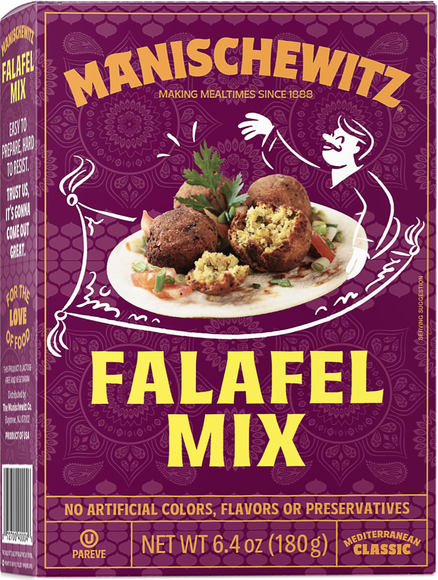 Manischewitz Mediterranean Falafel Ball Mix, 6.4oz | All Natural | Sugar Free | Good Source of Protein | Wholesome & Nutritious