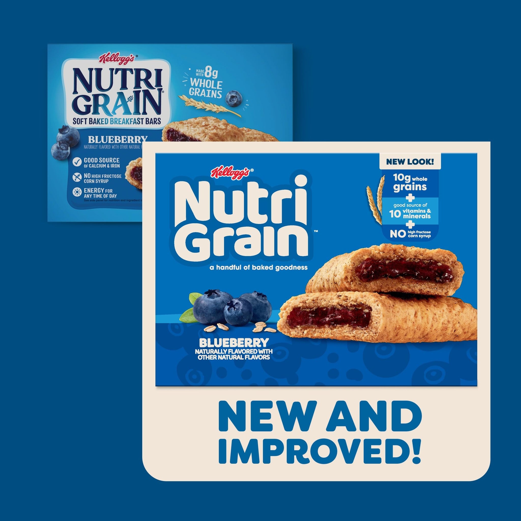 Nutri-Grain Breakfast Bars, Made with 10g Whole Grains, Snack Bars, Blueberry, 20.8oz Box (16 Count)