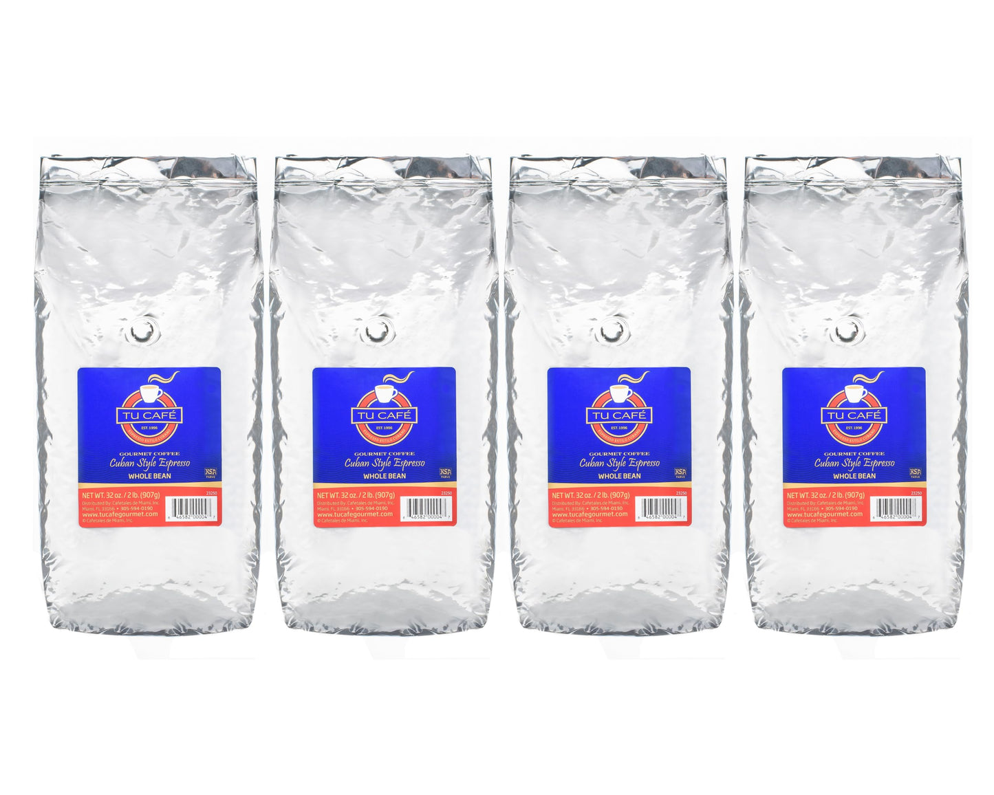 Tu Café Gourmet Whole Bean, Espresso Coffee, Gold 2lbs (4 Pack)