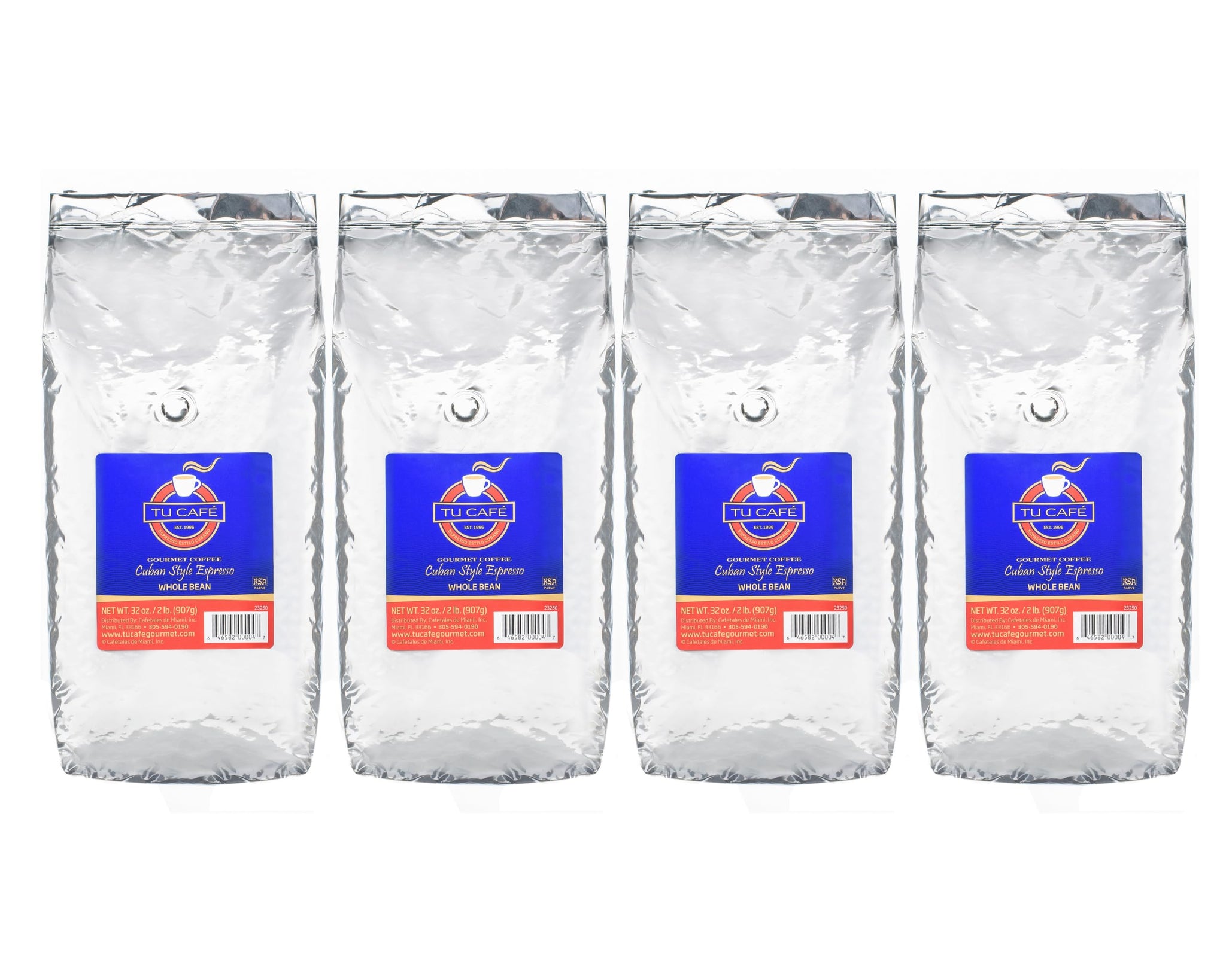 Tu Café Gourmet Whole Bean, Espresso Coffee, Gold 2lbs (4 Pack)