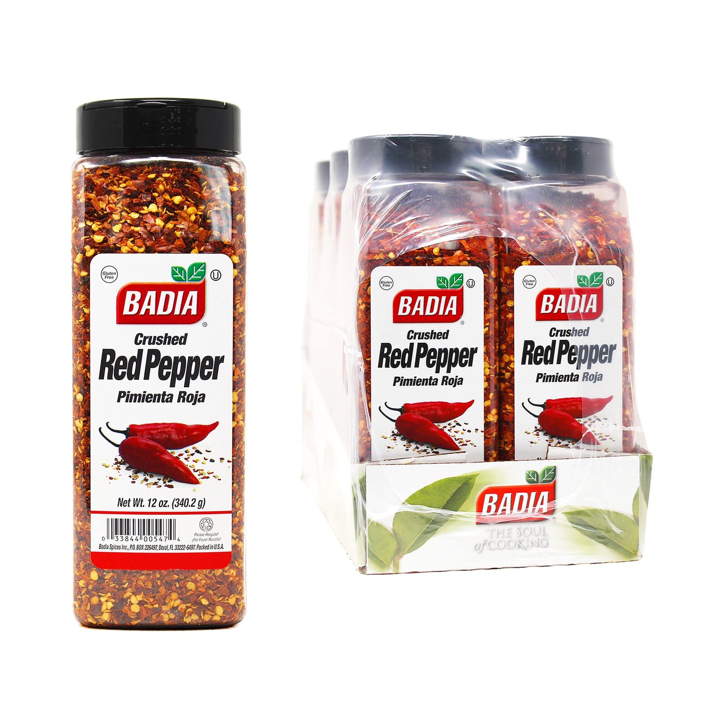 Badia Crushed Red Pepper 12 Oz (Pack of 6) - Dried and Crushed Red Chili Flakes for Cooking, Seasoning, and Topping