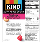 KIND ZEROg Added Sugar Keto Snack Bars, Low Sugar, Gluten Free, Raspberry Vanilla Chashew, 5 Count