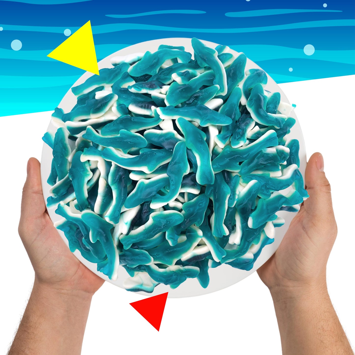 Blue Sharks Gummy Candy | 1 Pound Bulk Bag | Raspberry Marshmallow Flavors