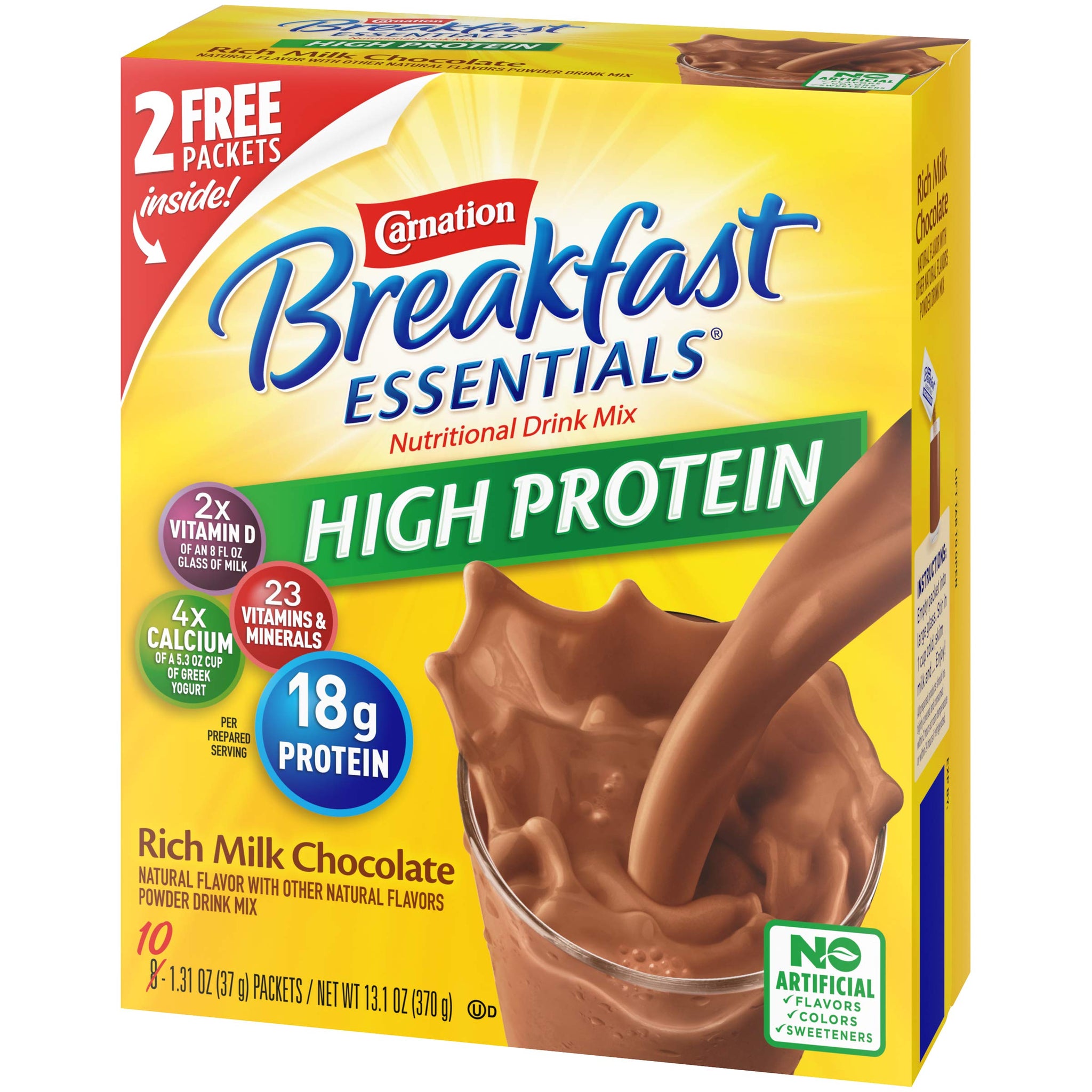 Carnation Breakfast Essentials High Protein Powder Drink Mix, Rich Milk Chocolate, 1.31 Ounce (Pack of 10) (Packaging May Vary)