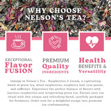 Nelson's Tea Raspberry & Cream - Cut & Sifted Loose Leaf Tea with Rooibos Green Tea, Dried Red Raspberry Leaf, Marigold, Hibiscus, Rose Petals