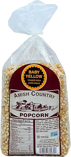 Amish Country Popcorn | 2 lb Bag | Baby Yellow Popcorn Kernels | Old Fashioned, Non-GMO and Gluten Free (Baby Yellow - 2 lb Bag)