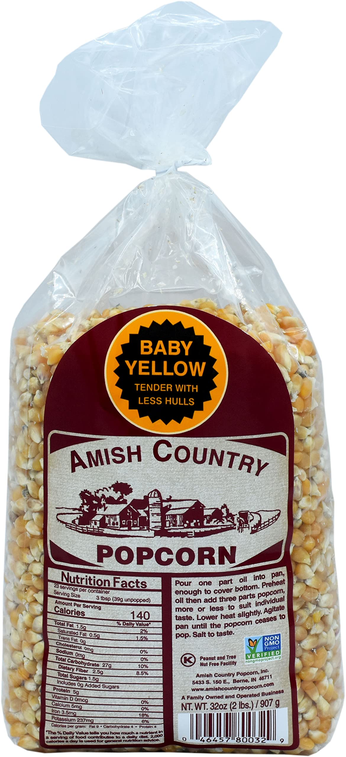Amish Country Popcorn | 2 lb Bag | Baby Yellow Popcorn Kernels | Old Fashioned, Non-GMO and Gluten Free (Baby Yellow - 2 lb Bag)