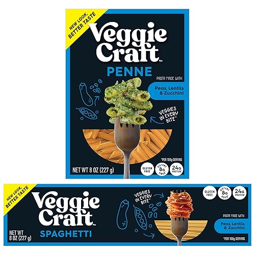 Veggiecraft Farms Variety Pack - NEW IMPROVED TASTE - Gluten Free Pasta, Plant Based Protein Pasta with Zucchini, Lentils, and Peas, Low-Carb, Vegan