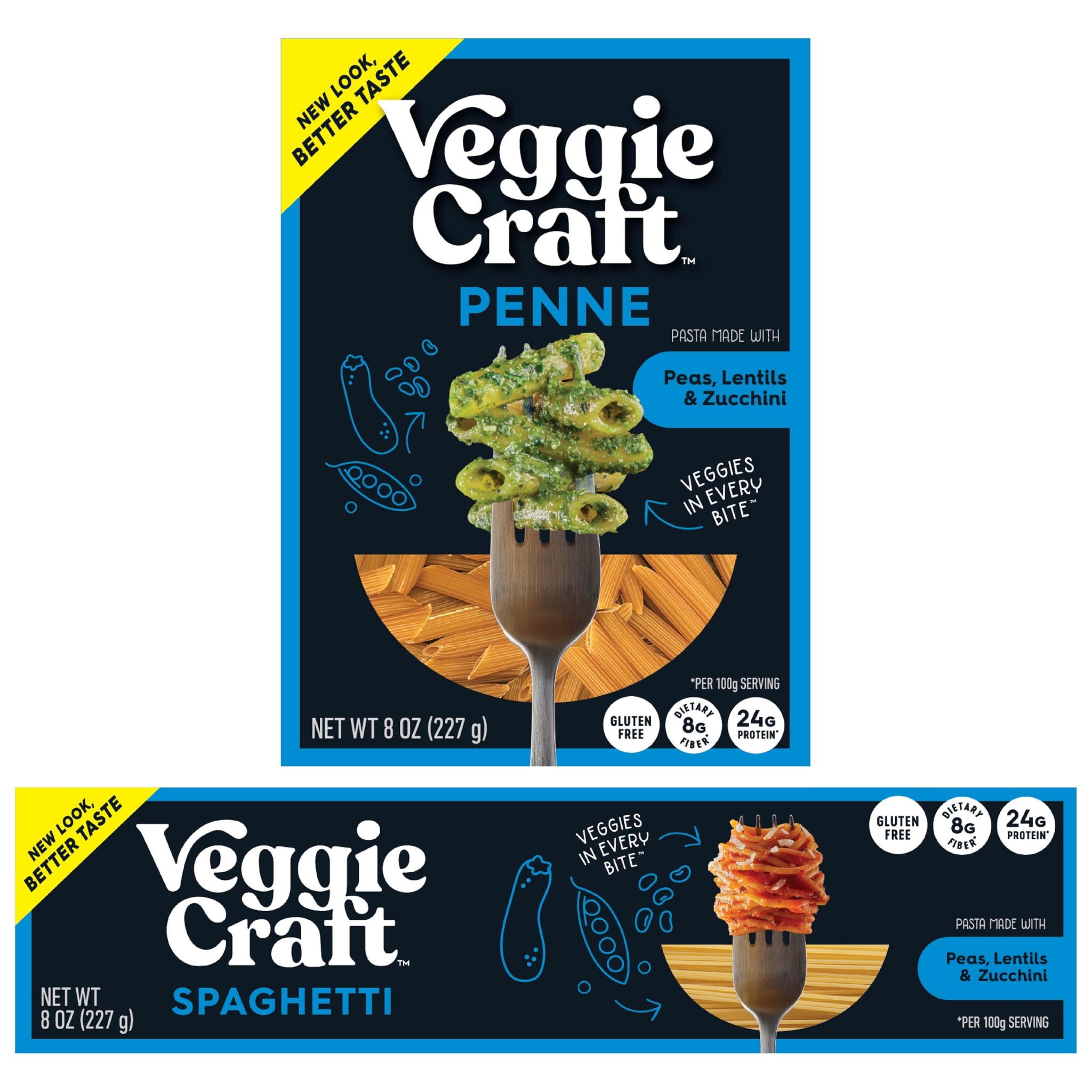 Veggiecraft Farms Variety Pack - NEW IMPROVED TASTE - Gluten Free Pasta, Plant Based Protein Pasta with Zucchini, Lentils, and Peas, Low-Carb, Vegan