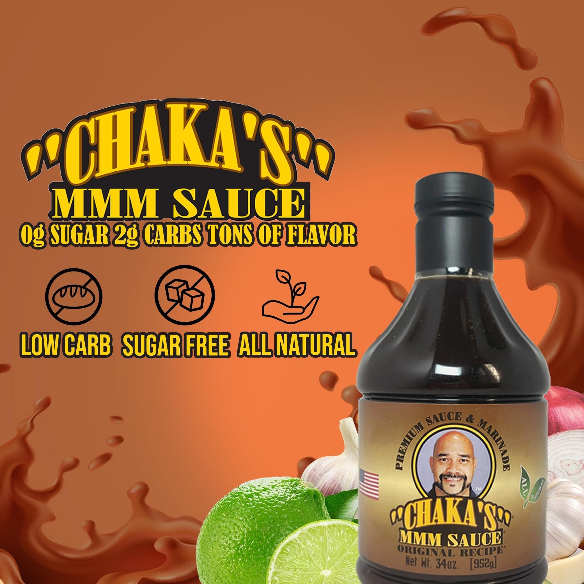 Chaka’s MMM Sauce Zesty Marinade (18oz) - Pack of 3 - Keto, Sugar Free, Low Carb Marinade