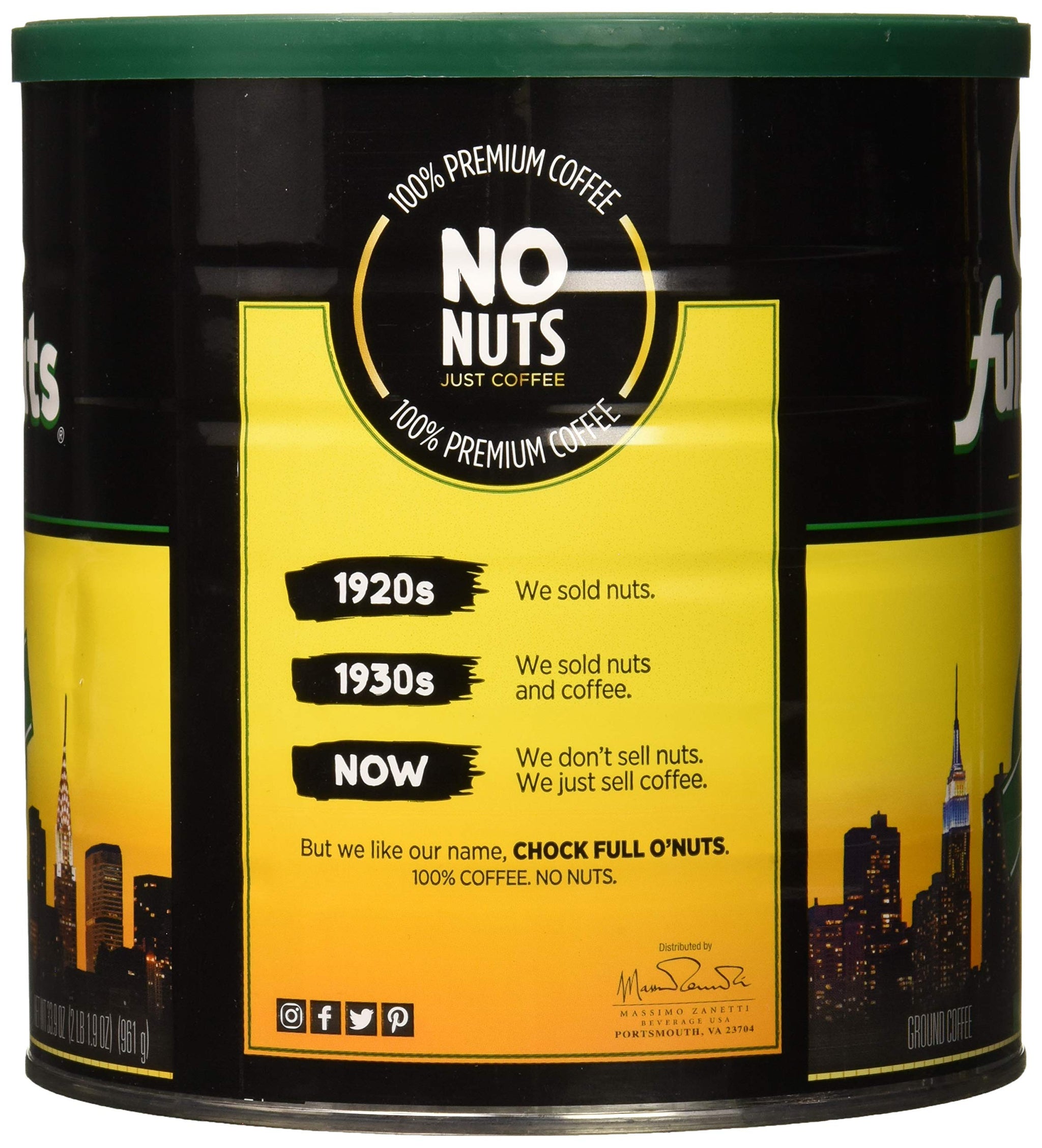 Chock Full O Nuts Decaffeinated Coffee, 33.9 Ounce