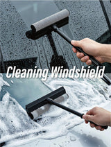 2 in1 Window Squeegee for Car, Window Cleaning Tool with 16inch Long Handle,Sponge Car Window Squeegee for Gas Station, Glass,Shower,Outdoor High
