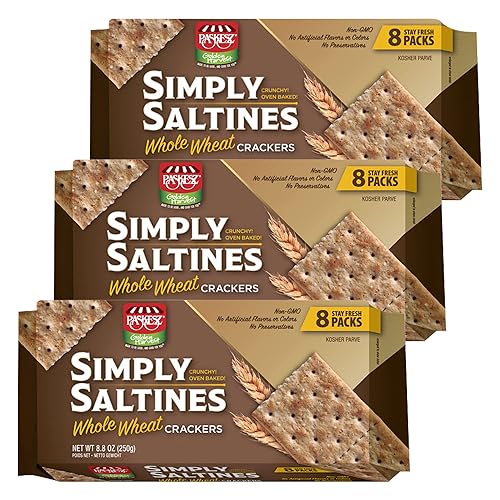 Only Kosher Candy Simply Saltines Whole Wheat Crackers, Crunchy Oven Baked Kosher Parve Non-GMO, No Artificial Flavor and Color Contain 8 Stay Fresh