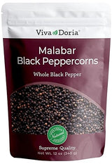 Viva Doria Malabar Black Peppercorns, Whole Black Pepper, Black Peppercorn For Grinder Refills, 12 Ounces