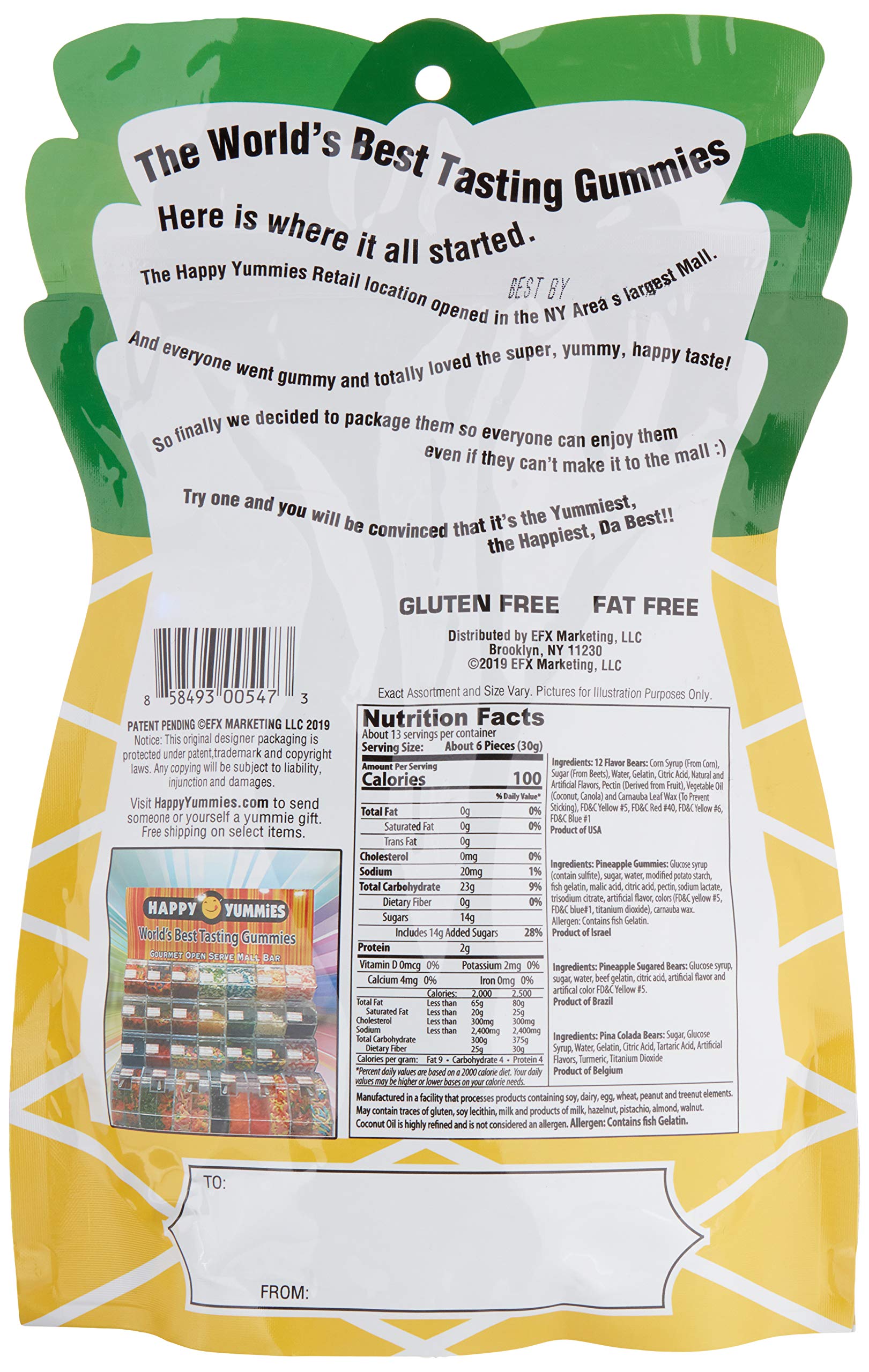 Happy Yummies Worlds Best Tasting Gourmet Gummy Candy Pineapple Bag 14oz (1 Pack)