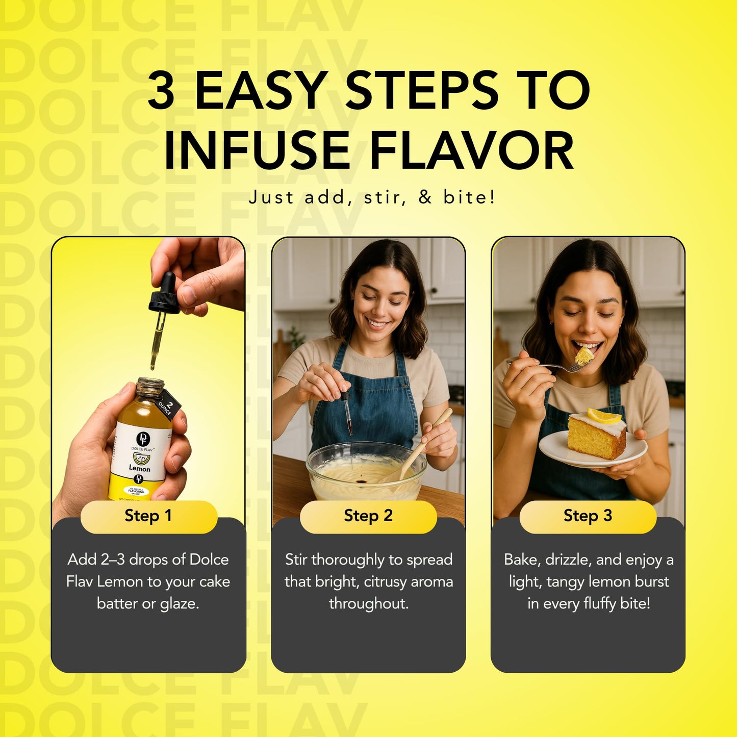Dolce Flav Natural Lemon Extract - 8 Ounce Oil-Soluble Kosher, Sugar-Free, Concentrated Fresh Citrus Lemon Flavor for Baking, Chocolates & Desserts