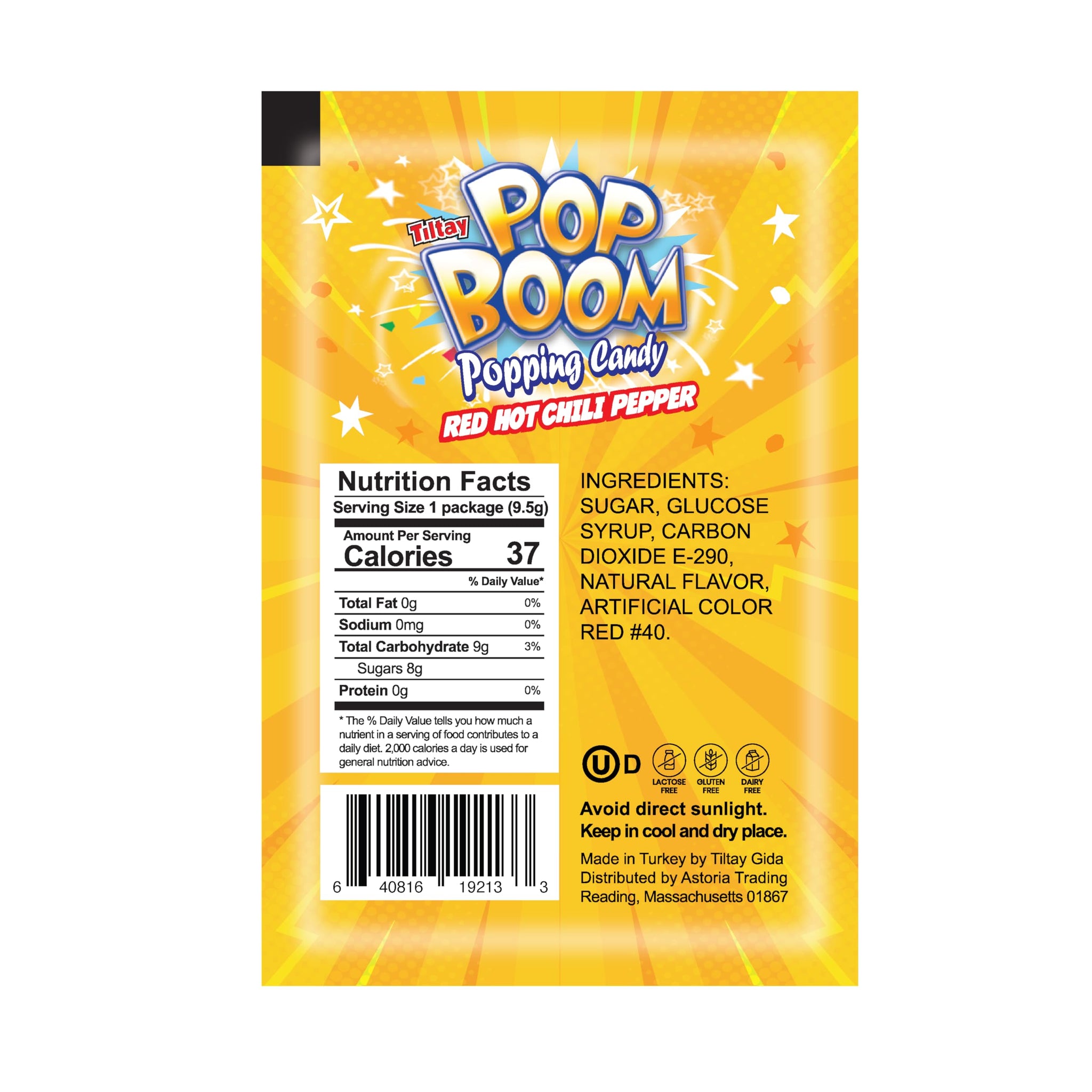 Tiltay Pop Boom - Red Hot Chili Pepper Flavor Popping Candy with display box 24 packs