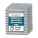 CrafTreat Non Scratch Wire Dishwashing Rag, 10 Pack Double Layer Reusable Wire Dishcloth, Silver Mesh Metal Cleaning Cloth for Pots, Pans, Sink, Steel
