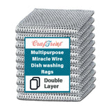 CrafTreat Non Scratch Wire Dishwashing Rag, 10 Pack Double Layer Reusable Wire Dishcloth, Silver Mesh Metal Cleaning Cloth for Pots, Pans, Sink, Steel