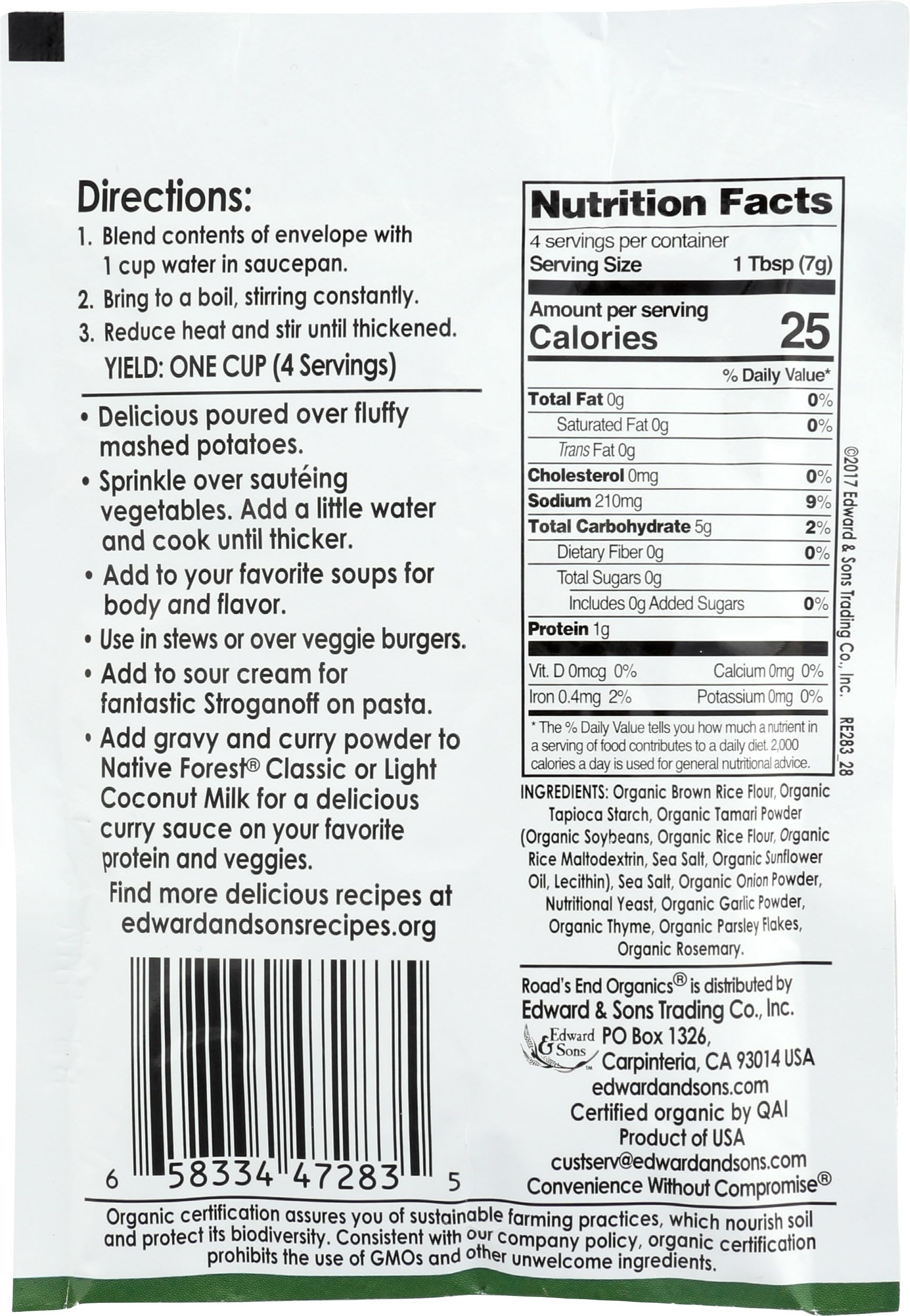 ROADS END ORGANICS Organic Savory Herb Gravy Mix, 1 OZ