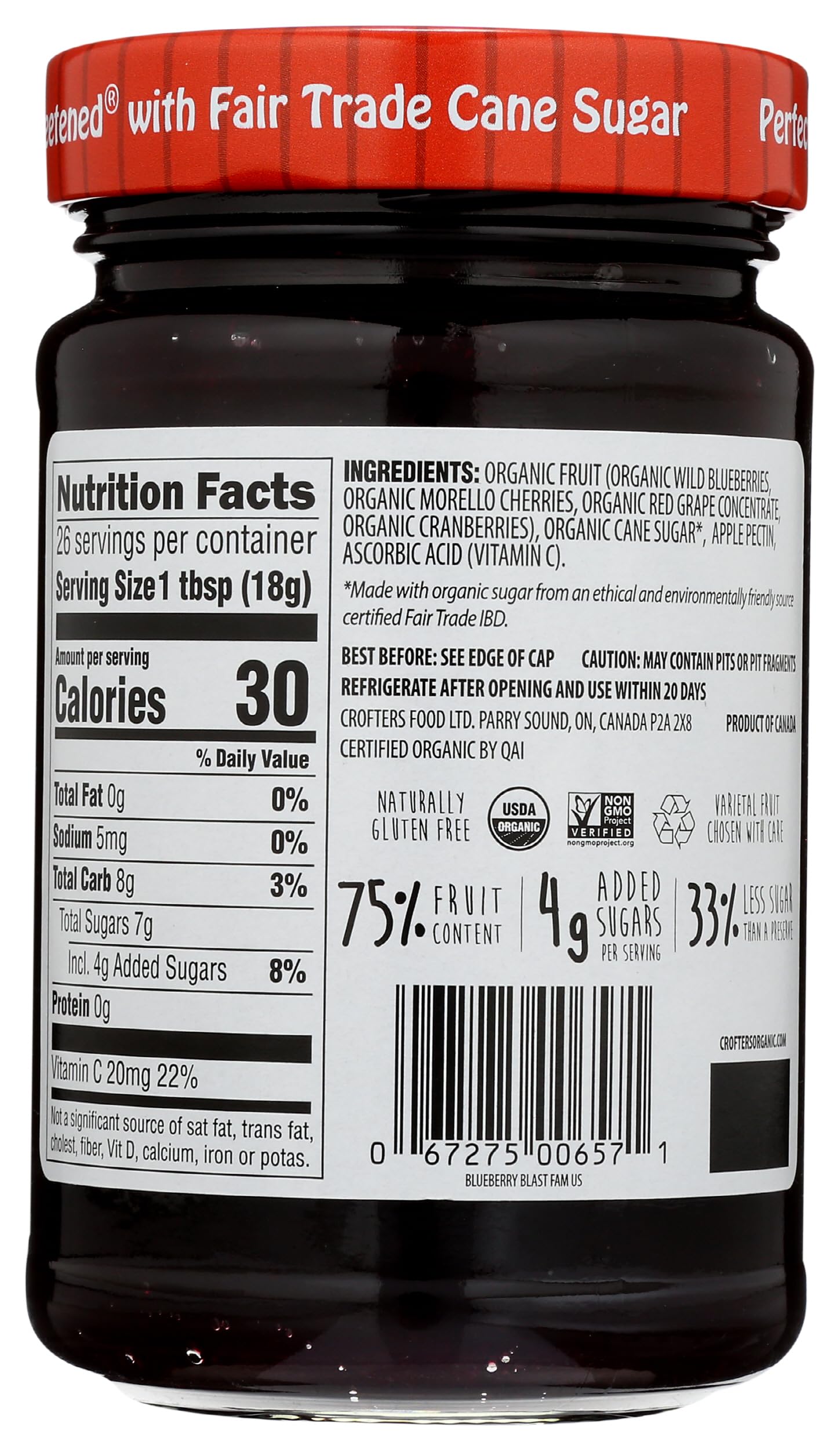 Crofters, Organic Blueberry Blast Superfruit Spread, 16.5 Ounce
