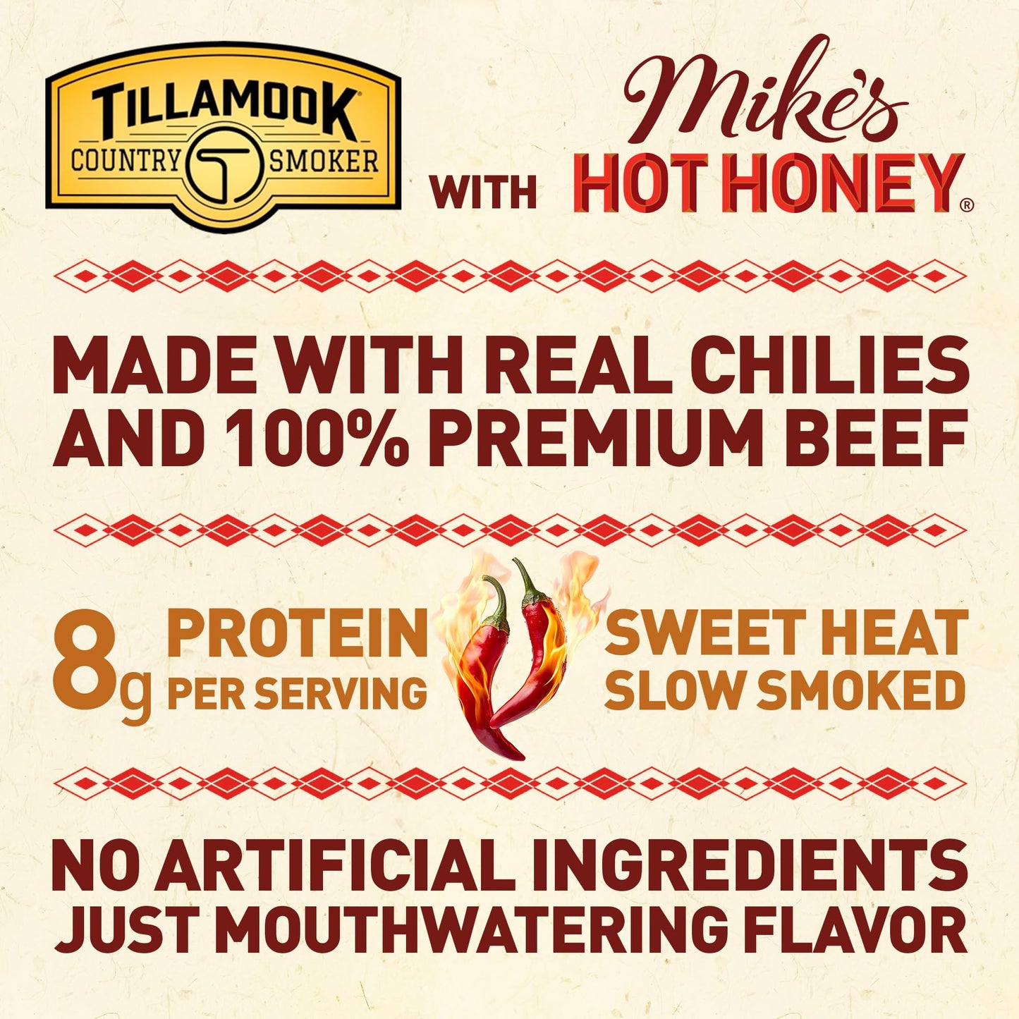 Tillamook Country Smoker 100% Premium Beef Smoked Sausage, Mike's Hot Honey, 9.25 Ounce, Real Hardwood Smoked Sausages, Low Carb, High Protein, Ready