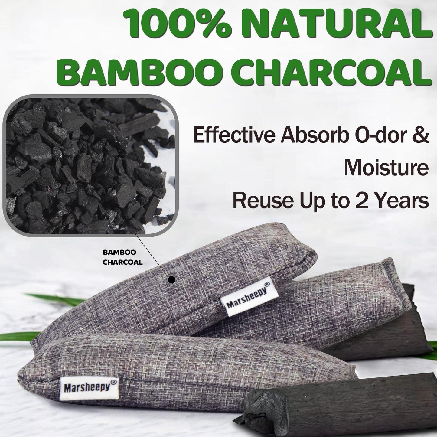 Marsheepy 6 Pack Activated Charcoal Odor Absorber Bags, Shoe Deodorizer insert and Shoe Odor Remover, 100% Natural Shoes Smell Remover?Shoe Odor