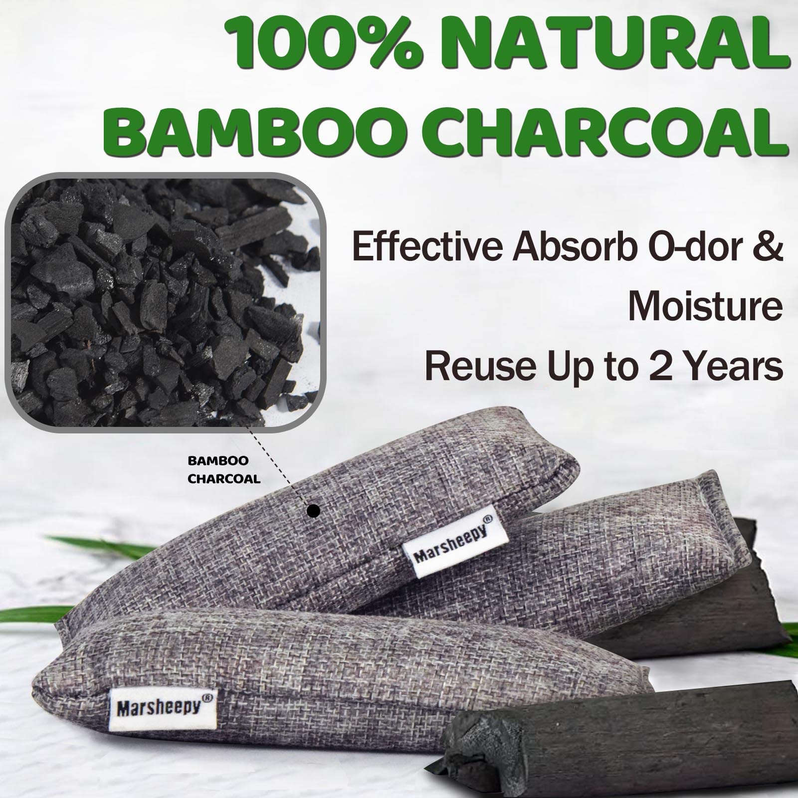 Marsheepy 6 Pack Activated Charcoal Odor Absorber Bags, Shoe Deodorizer insert and Shoe Odor Remover, 100% Natural Shoes Smell Remover?Shoe Odor