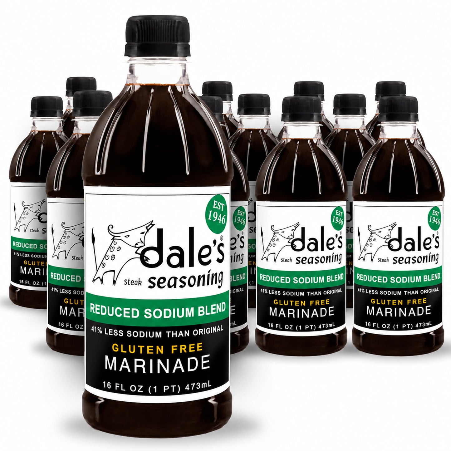 Steak Seasoning By Dale's, Reduced Sodium Blend, No Cholesterol | Delicious on All Meats, Fish | 16 oz Bottle (12 Pack) | No Long Marinating, Savory
