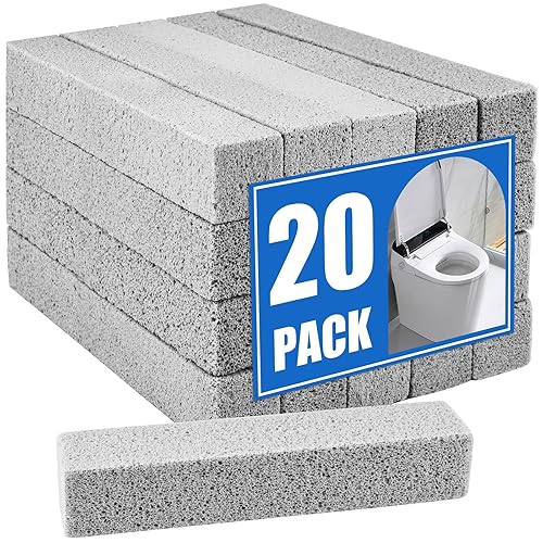 KKEETUR 20 Pack Pumice Stone Toilet Bowl Cleaner, Pumice Stone for Cleaning Stick Hard Water Rings, Calcium Buildup & Stains, Safe for Bathroom, Sink