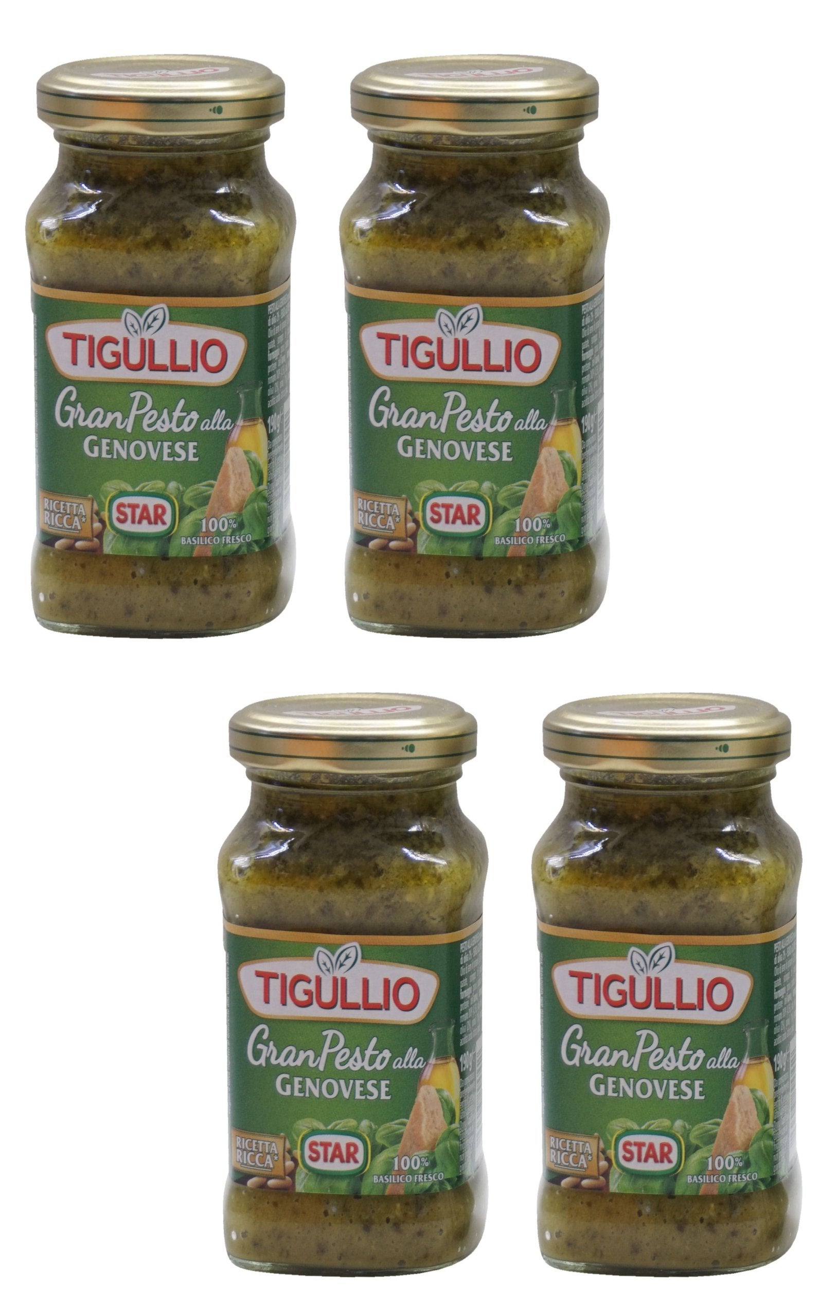 Tigullio:"Gran Pesto alla Genovese" Genovese Pesto - 6.7 Fluid Ounce (190ml) Packages (Pack of 4) [ Italian Import ]