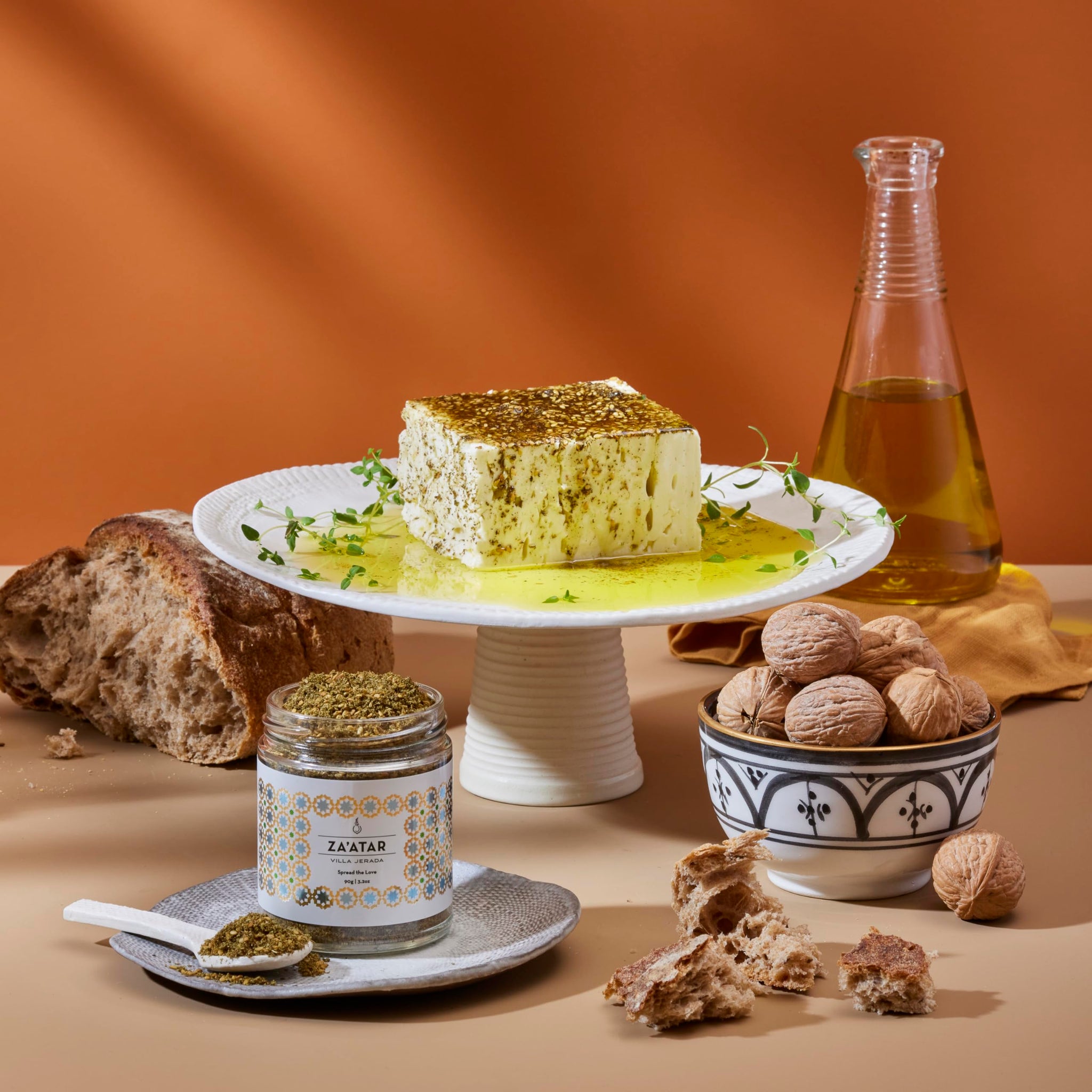 Villa Jerada Za’atar with Hyssop - 3.2oz/90g Glass Jar | Premium Middle Eastern Spice Blend with Sumac, Sesame, Olive Oil & Sea Salt | Authentic