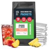 Tiesta Tea - Peaches N' Green Cold Brew, Loose Leaf, Smooth Peach Green Tea, Premium Medium Caffeinated Iced Drink, Cold Brew Packets, Makes 64 oz