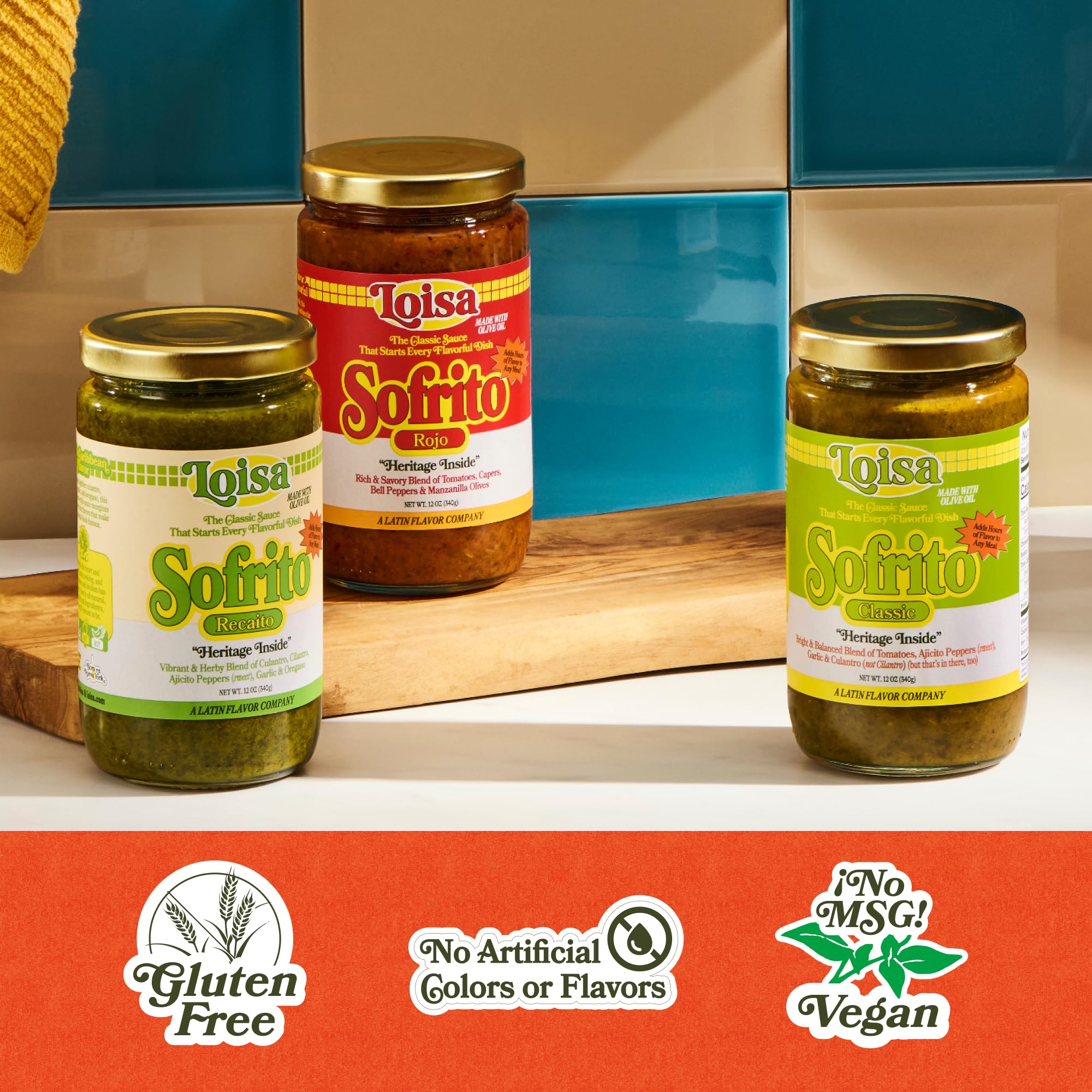 Loisa Recaito Sofrito Cooking Sauce, Non-GMO, No-MSG, No Preservatives, No Artificial Coloring, No Artificial Flavors, Vegan, Pure Latin Flavor, 12