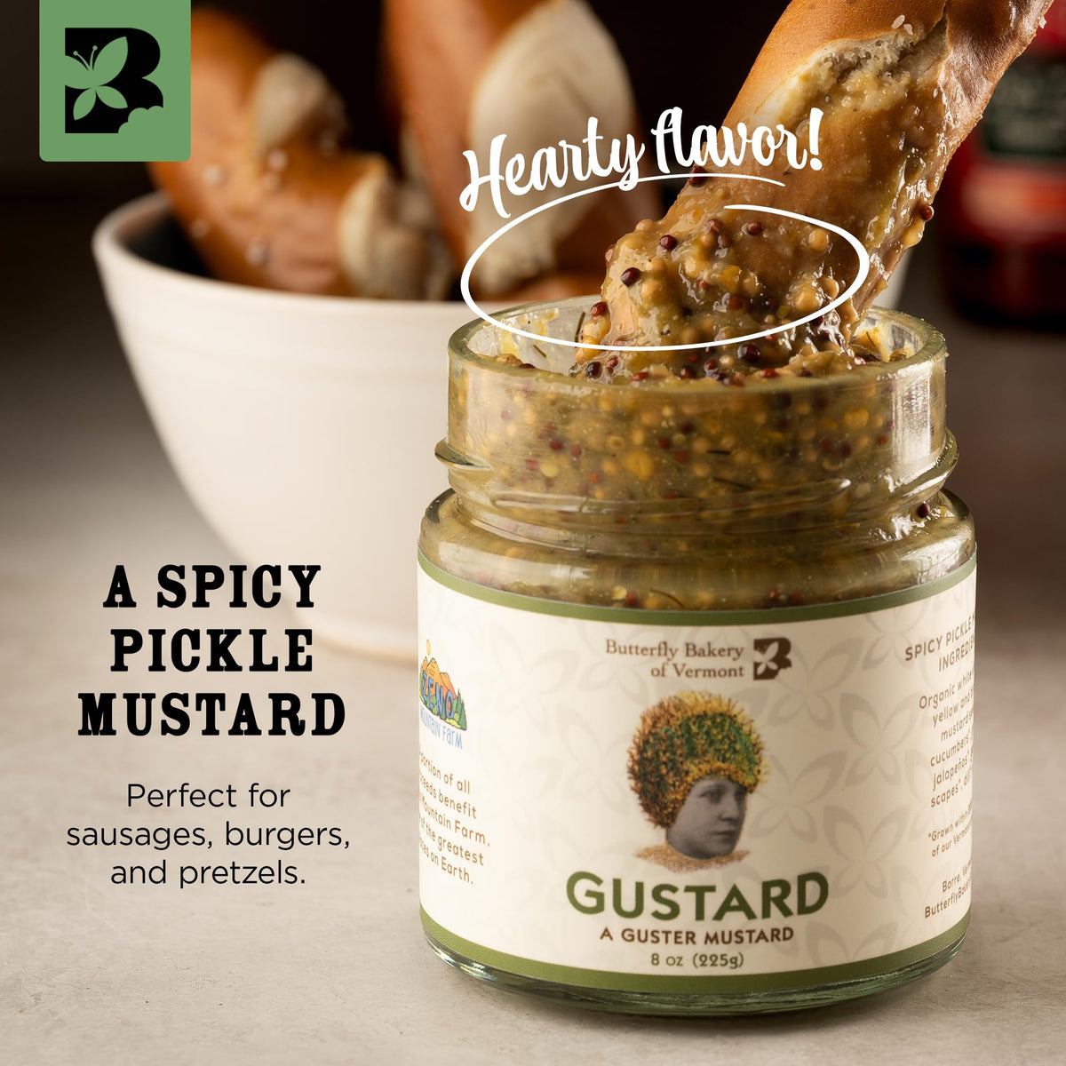 Butterfly Bakery of Vermont Gustard Mustard, 8 oz