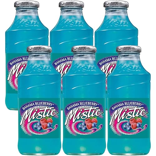 Mistic Bahama Blueberry Drink, 16oz Glass Bottle (Pack of 6, Total of 96 Fl Oz)